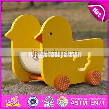 New design lovely duck shape wooden pull car toy for toddlers W05B158