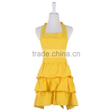 100% Cotton Canvas Apron Adjustable Neck Waist Ties Trendy Three Layers Custom Apron of Ruffles Apron For Cooking Baking BBQ