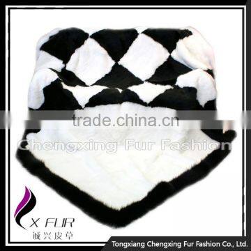 CX-D-118 Promotion Gift Blanket Rabbit Fur Blanket Soft Warm Throw Blanket With Fox Trim photo-4