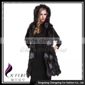 CX-G-B-174 Women Autumn Fashion Fox Fur Vest Woman Hoodies photo-6