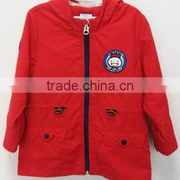 Girls Red Color Cute Logo Coat for Autumn