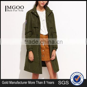 Olive Green Drawstring Parka Jacket Winter Coat With Hooded Cotton Padded Longline Jacket Jacket Custom Made