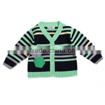 Baby boys V neck sweater stripe knitted children cardigan