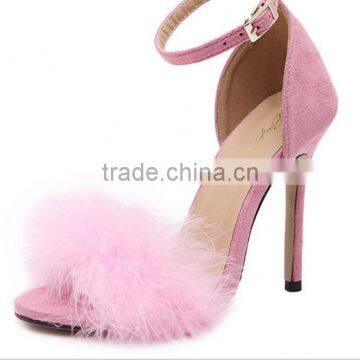 zm50271b 2017 europe new style feather high heels women sandals hollow out sexy latest high heel ladies shoes