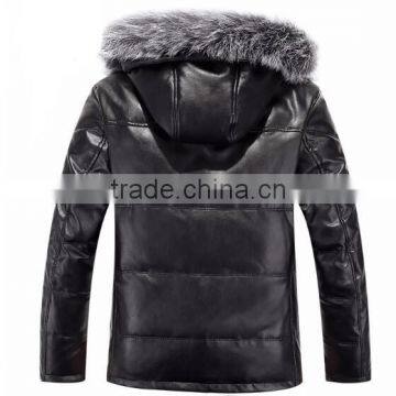 China Factory Wholesale High Quality Fashion Windproof Leather Winter Down Jackets photo-2