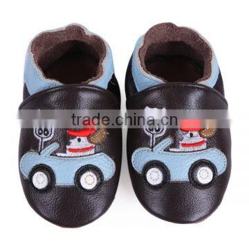 Fashionable car applique children boy leather shoes