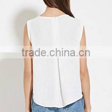 Lady's Loose Short After Long Sleeveless Shirt Before Pure Color photo-3