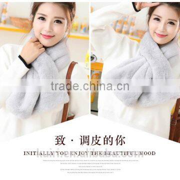 Super Quality New Winter Fashion Women Scarf Faux Rabbit Fur Plush Warm Scarf Lady Solid Color Scarves photo-5