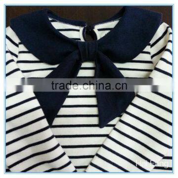 OEM Custom Children Girls Long Sleeve T Shirt, Cotton Bowknot Round Collar T Shirt, Stripe T Shirt photo-6