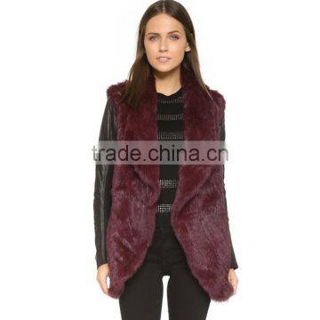 Myfur Factory Direct Wholesale Price Rabbit Fur Knitted Waist Coat Rabbit Fur Coats Girls