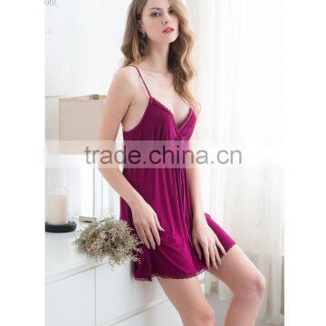 Manufacturers Wholesale Modal Condole Nightgown Thin One Sexy Female Summer Pajamas Leisurewear Loose Big Yards photo-3