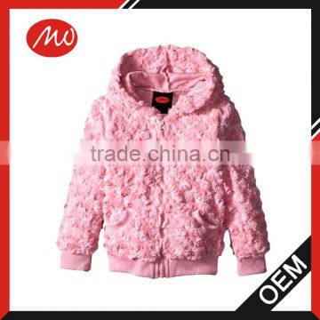 Girls' mohair wool long sleeve zip Hoodie coat