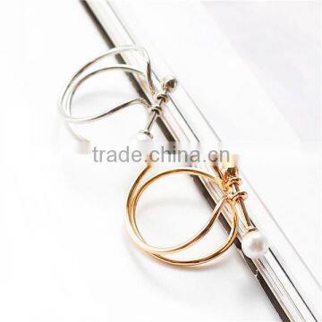 Unadjustable Rings Silver Tone White Imitation Pearl photo-2