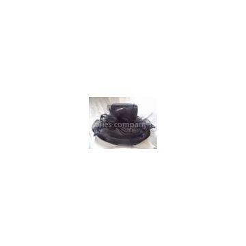 Fashion Black 100% Polyester Organza Hats With Two Layers Of Flying, Drawstring Sweatband