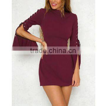 B22626A Fashion Ladies Long Sleeve Bandage Mini Dress