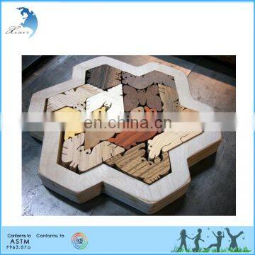 Brain teaser children 3d wooden puzzle