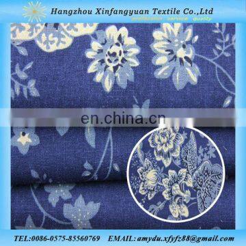 2016 new fashion flowers design printed cotton linen fabric