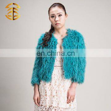 European Style Fashion Genuine Women Sheep Knit Fur Coat