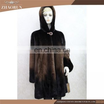 Luxury New Fashion Long Mink Fur Parka Real Mink Fur Coat