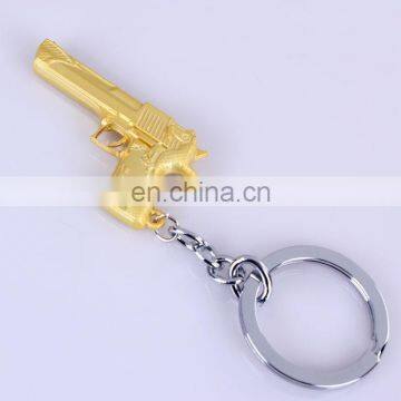 custom zinc alloy mini gun keychain with gold plated