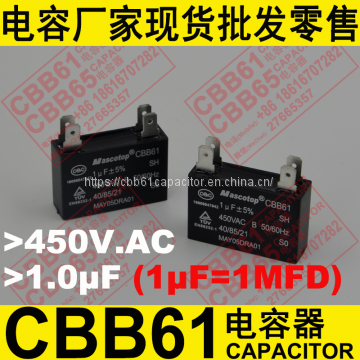 CBB61 capacitor 450v for ac motor run capacitor refrigerator compressor capacitor