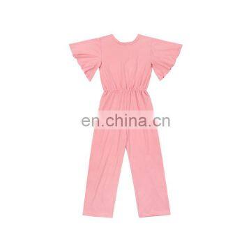 New Arrival Light Pink Newborn Jumpsuit Soild Fashion Onesie Baby Flutter  Short Sleeve Baby Girl Romper