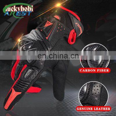 Motorcycle Gloves Black Racing Carbon Fiber Genuine Leather Motorbike White Road Racing Team Motocross Glove Men Summer Winter