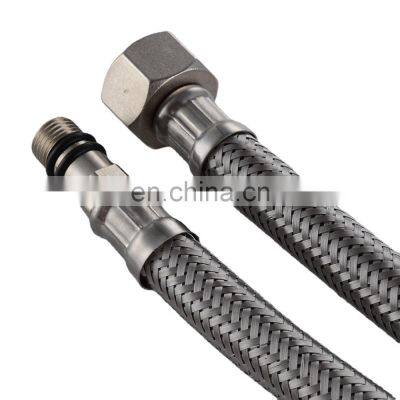 Shiny flexible shower braided hose for heat water