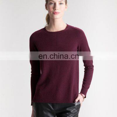 Ladies fashion cashmere knit sweater button back design sweater