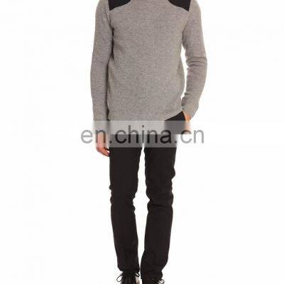 Mens Wool Cashmere Knitted Pullover Sweater With Shoulder Pad photo-3