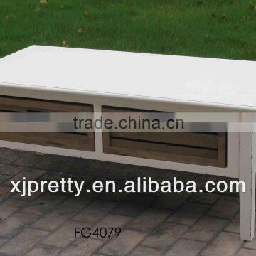 antique white wooden 2 drawer coffee table indoor furniture