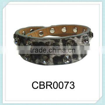 hip hop mohair rhinestone PU bracelet