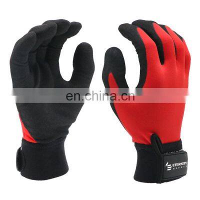 Comfortable breathable red mechanical construction work labor gloves