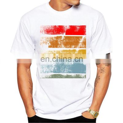 Knitted Men 100% Cotton Short Sleeve With Pattern White O-Neck T Shirt Geometric Men's T-Shirts