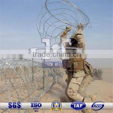 razor wire used in military protective barrier