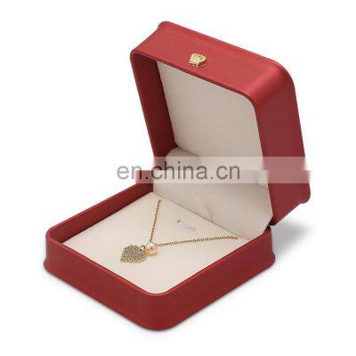 Exquisite Elegant  Pu Leather Red Ring Earrings Necklace Pendant Box Jewelry Box