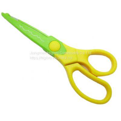 High Quality Plastic Zig Zag Safety Color Style Comfy Grip Paper Cutting Children Lace Scissors photo-5