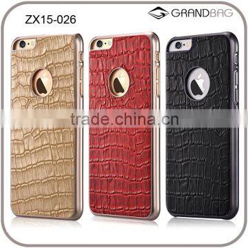 High quality genuine cow leather crocodile pattern case for iphone 6S with groove frame