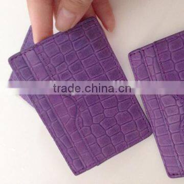 New Design Purple Color Genuine Crocodile Parttern Cow Leather Credit Card Holder ID Business Name Card Case for Lady photo-5