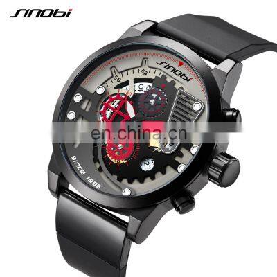 SINOBI Luminous Hands Wristwatches Mascunline Hand Watch S9787G Man Creative Watch Silicone Wristwatch