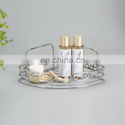 Hot Sales Adhesive Corner Shower Caddy Iron Wire Rack Bathroom Corner Shelf photo-2