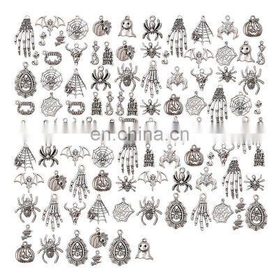 100 Pieces Mix Sale Tibetan Silver Accessories Halloween Ancient Silver Bracelet Accessories Diy Pendant photo-5