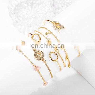 6pcs/set Bohemian V Shape Bracelet Set For Women Gold Color Chain Bracelets Sets Jewelry photo-5