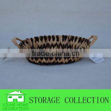 Oval Natural Water Hyacinth Sea Grass Woven Ear Handle Tray