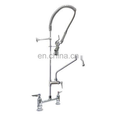 4inch Center Deck Mount Pre-Rinse  with Wall Bracket and Add on Faucet with 6inch Spout