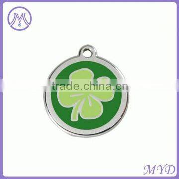 four leaf clover stainless steel enamel pet ID tag