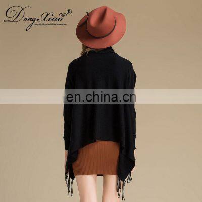 Ladies Poncho Shawl Wool Cashmere Blend Nepal Poncho Sweater With Tassel