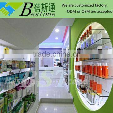 Retail clinic furniture wood wall round shelf for sale