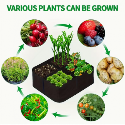 Reinforced Square Grow Bags Thickened Nonwoven Fabric Pots with Handles