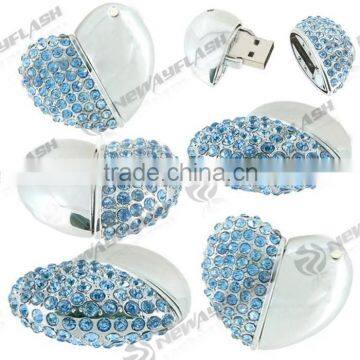 Hot sales transparents usb flash disk heart shape